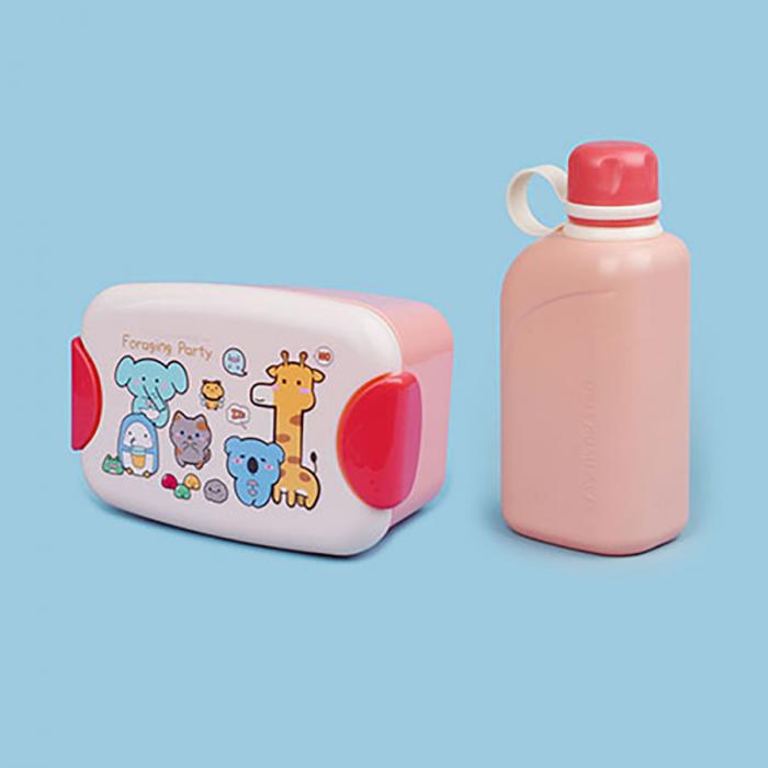 尚趣迷你耳朵飯盒(900ml)+方形運(yùn)動(dòng)水壺(500